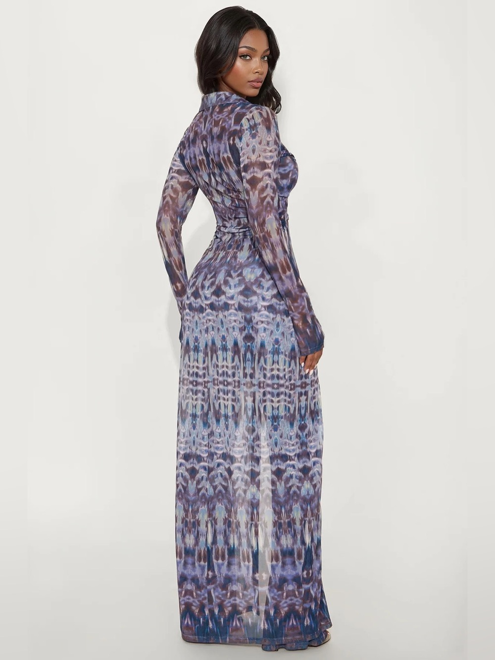 Fashion Nova Blue & Purple Patterned Wide-Leg Coord Set - Picture 3 of 3